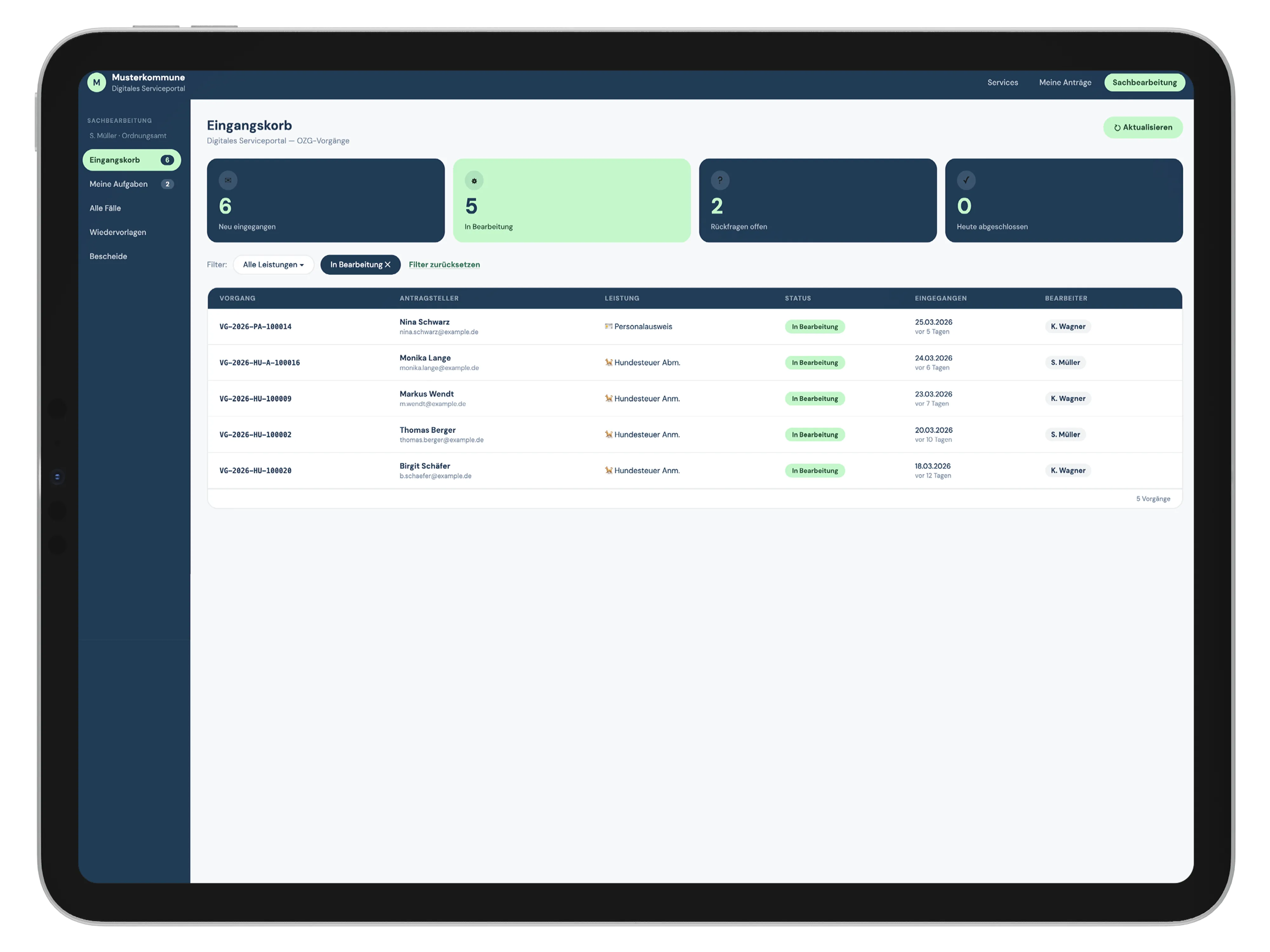 OZG services on an iPad