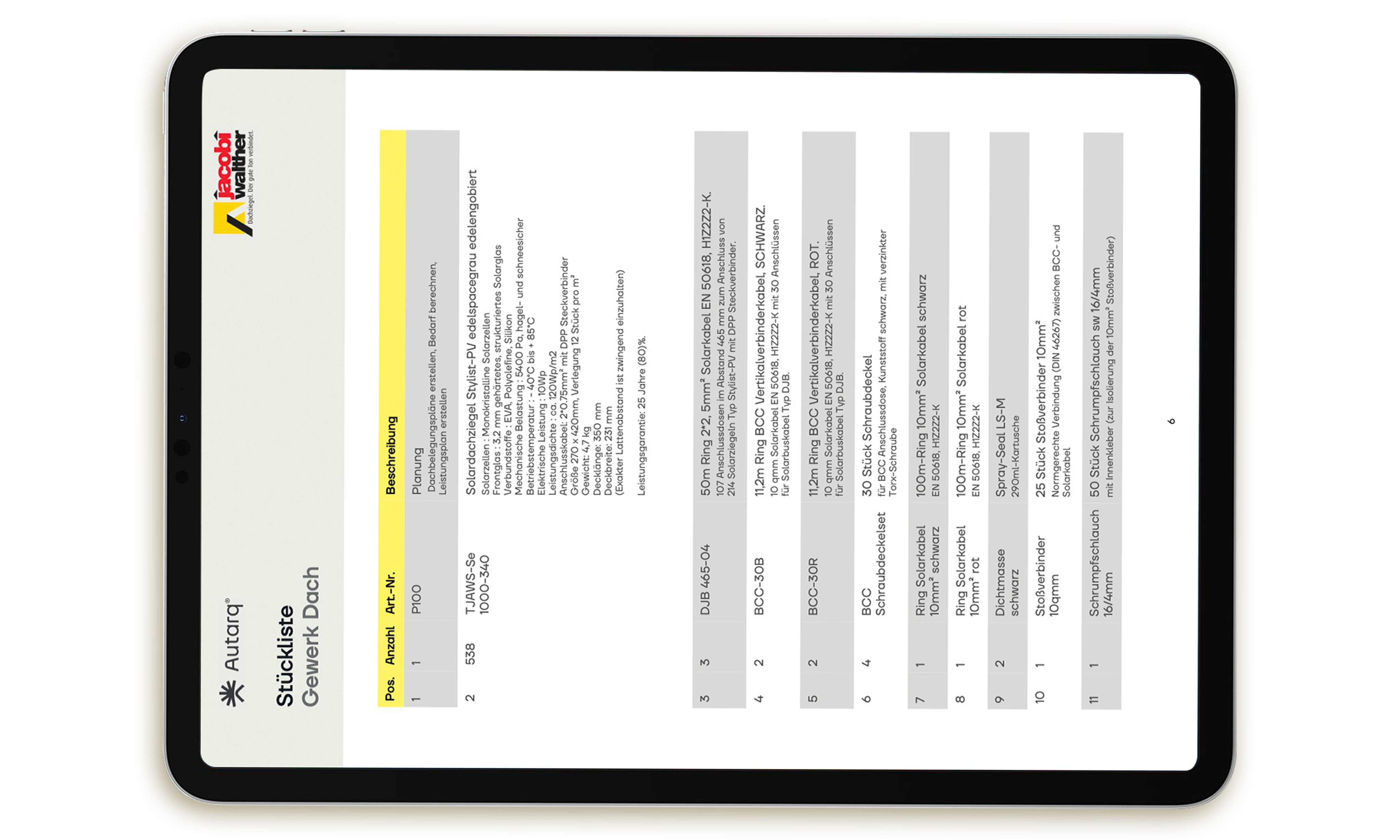 Screenshot des Autarq Planningtools